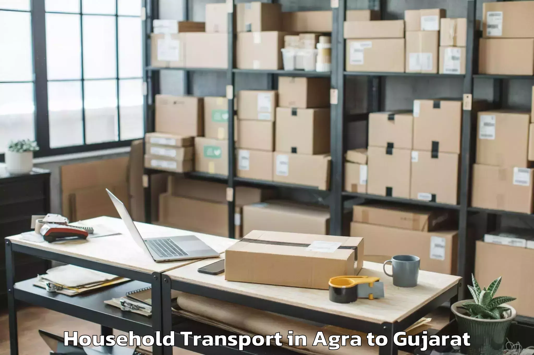 Book Agra to Thasra Household Transport Online